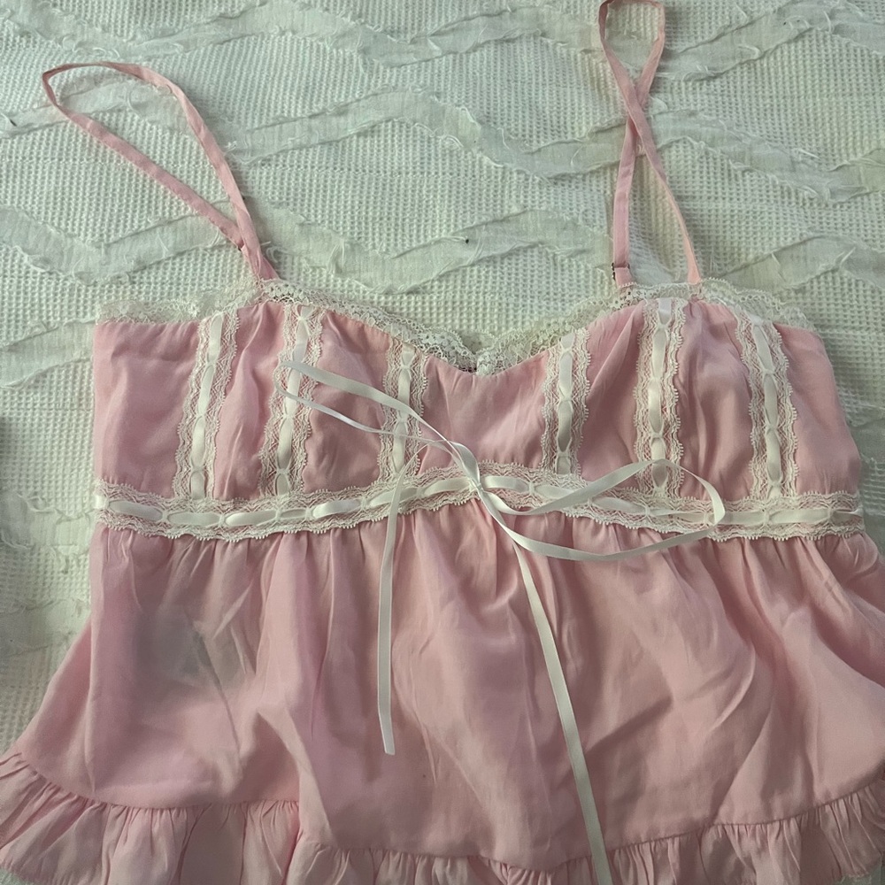 Pink Lace Trim Camisole